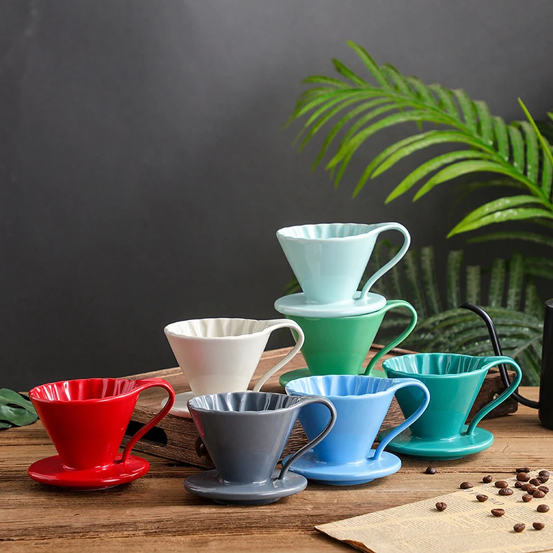 Керамический конический фильтр для кофе ручной работы набор из 8 однотонных