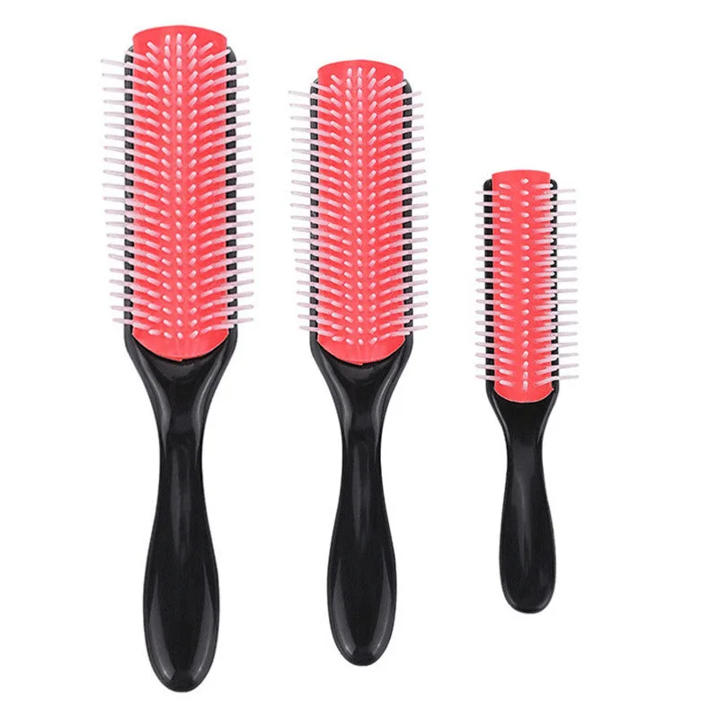 9-Rows Detangling Hair Brush Denman Detangler Hairbrush Scalp Massager Straight Curly Wet Hair Comb Hair Styling Tools