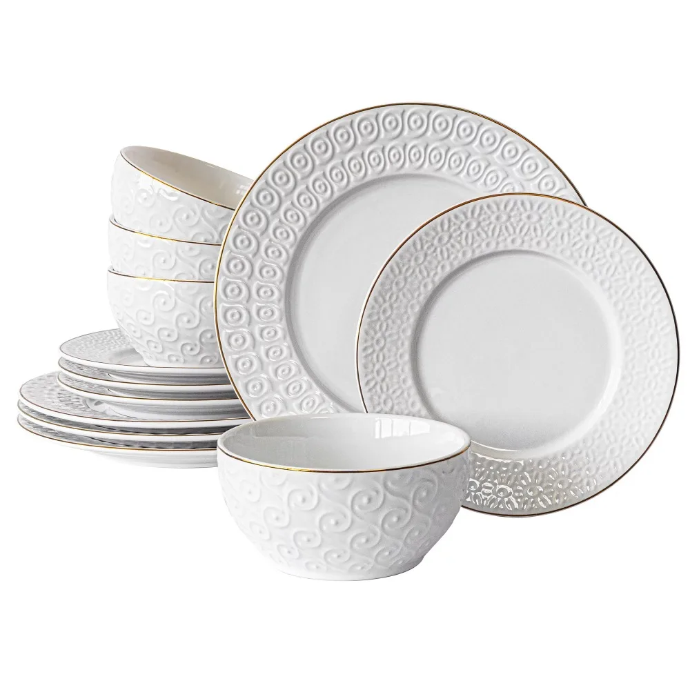 

12-Piece Dinnerware Set plates sets for home dinner set dishes and plates sets