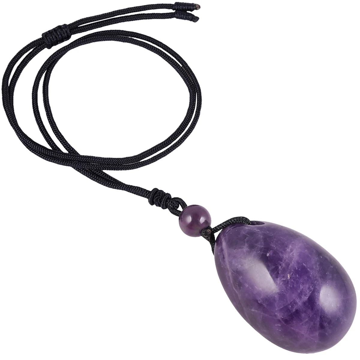 

Natural Amethyst Crystal Stone Pendant Necklace Reiki Egg Shape Charms Lucky Amulet Adjustable Jewelry For Men Women