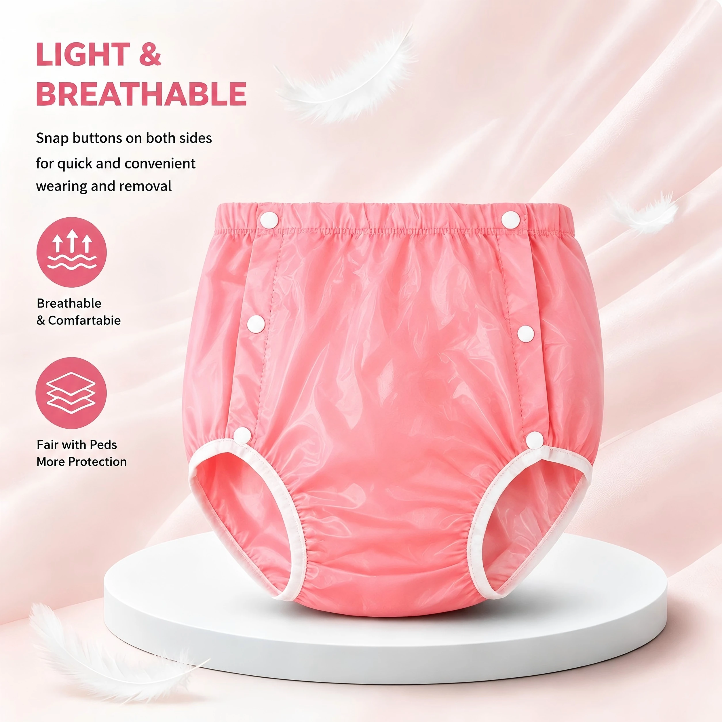 Фото 1 шт. Моющиеся многоразовые тканевые трусы для взрослых, розовые и прозрачные, мягкие, дышащие, удобные, легкие, экономичные, можно стирать в машине №2