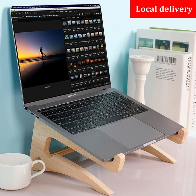

[ Local Ready Stock ] Oak material laptop stand Big Wood Laptop Lifting Rack Support Holder Wooden Raiser Computer Cooling