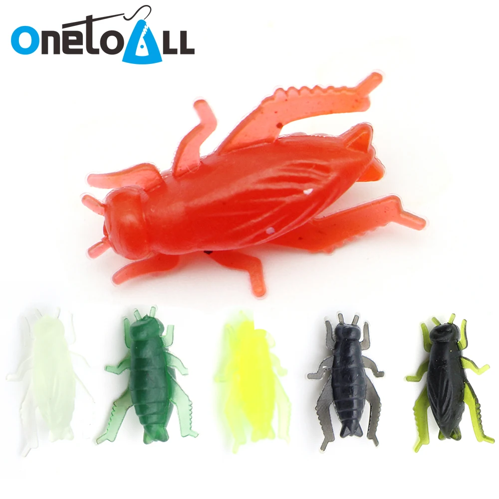 

OnetoAll 10 PCS 25mm 0.6g Sinking Cricket Insect Soft Lure Grub Bait Artificial Silicone Jig Swimbait Grasshopper Fishing Tackle
