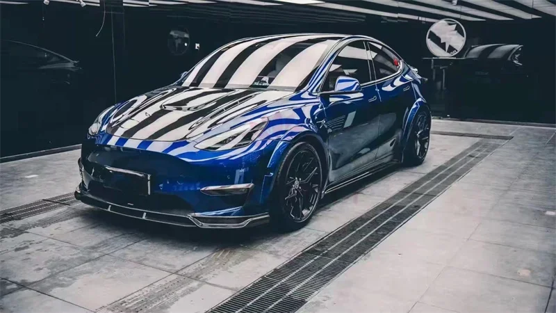 Широкий обвес из углеродного волокна для Tesla Model Y передние боковые юбки и задний