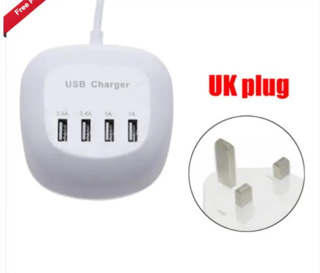

4 Port USB Hub Wall Charger 5V 1A/2.4A Fast Charging Charger UK Plug Adapter 4 4