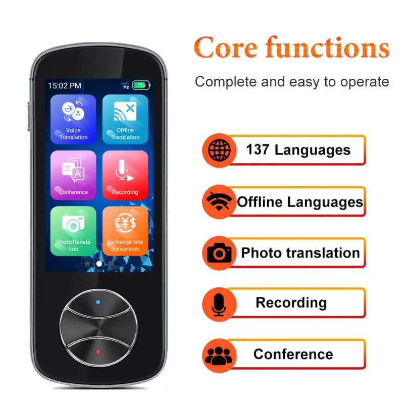 NEW V10 Portable Language Translator 137 Languages Two-Way Real-Time WiFi/Offline Recording/Photo Translatio Language Translator enlarge