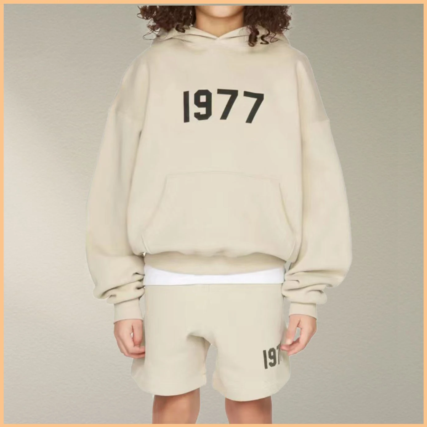 ESSENTIALS Fashion Kid's Oversized Hoodies 1977 Pattern Print Luxury Brand Design Boys Girls Hip Hop High Street Hooded Sweater