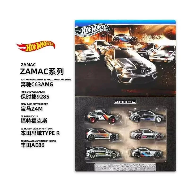 Фото Набор игрушек Hot Wheels Silver Series Zamac 1/64 Diecast Cars — включает в себя Ford Focus Honda Civic Toyota Ae86 Mercedes Benz — подарок для мальчиков №2
