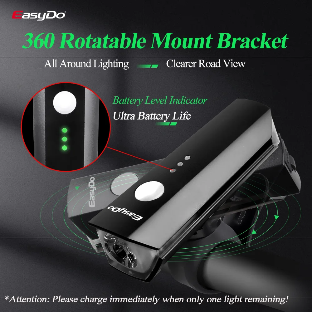 EasyDo велосипедные светодиодные фонари передние перезаряжаемые мощные USB/C лампы MTB