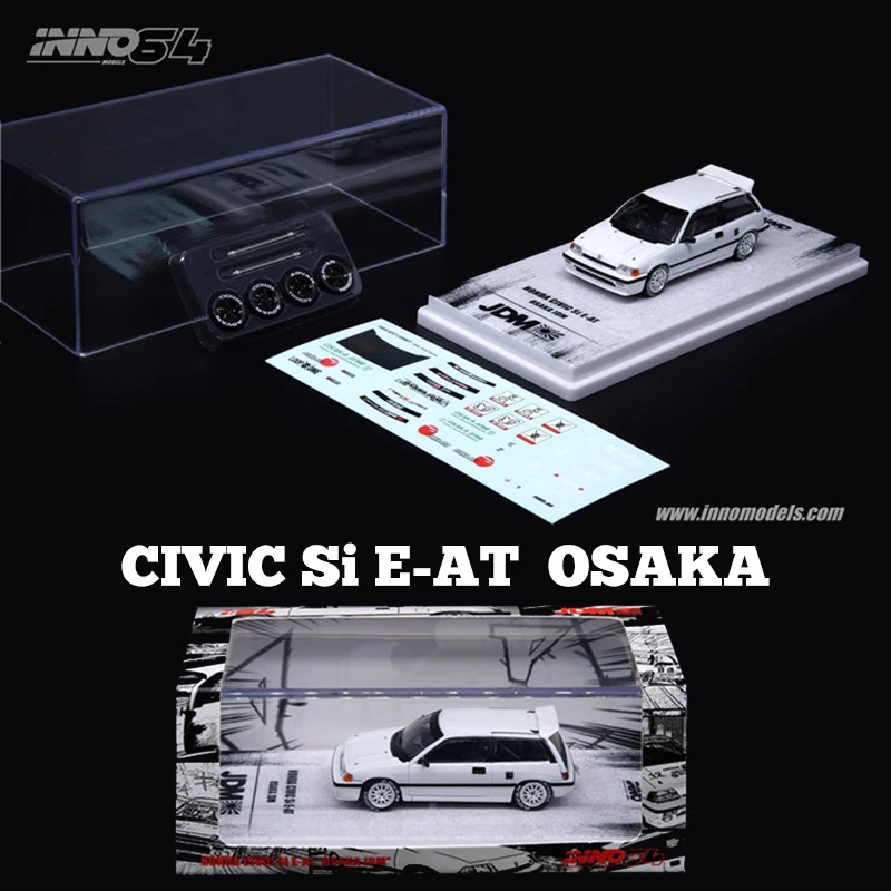 

INNO 1:64 CIVIC Si E AT OSAKA JDM No Good Loop Line Replaceable Hub Alloy Diorama Car Model Collection Miniature Carros Toys