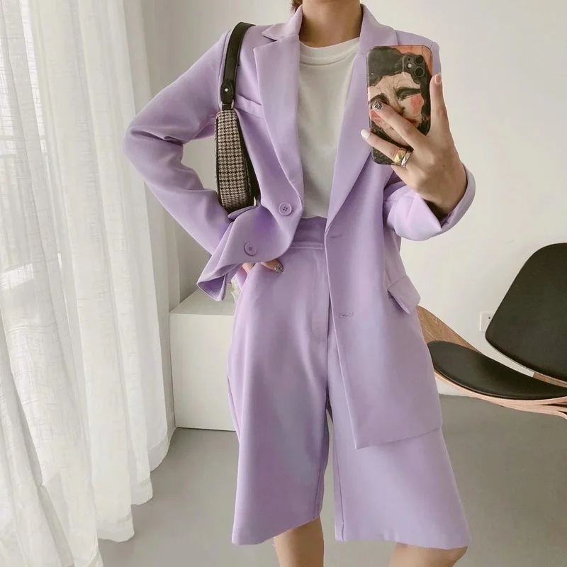 Korean Fashion Candy Colors Office Blazer 2023 Women Solid Colors Single Breasted Casual Commute Blazer Suit Simple Work Wear
