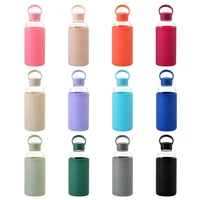 new arrival glass sports water bottle with handle lid 600ml aesthetic drinking bottle portable juice cup gift for kids