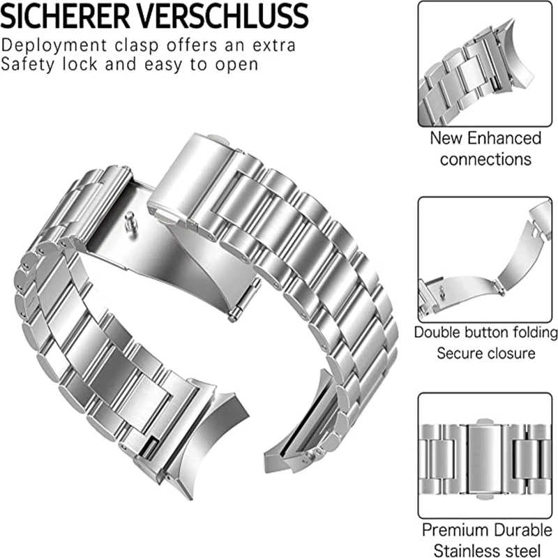 No Gaps Stainless Steel Metal Strap For Samsung Galaxy Watch 5 Pro/40mm 44mm/Watch4 Classic 42mm 46mm Smartwatch Band Bracelet