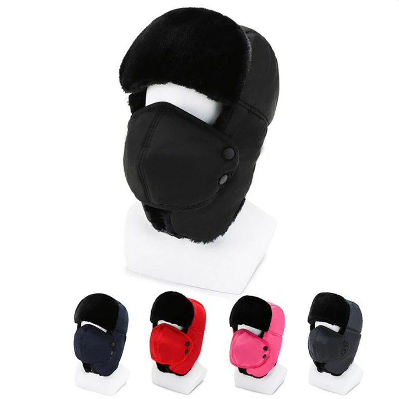 

Winter Cold Thickening Plus Velvet Leifeng Hat Men And Women Outdoor Ear Protection Warm Cotton Hat Mask Nose Protection Hat