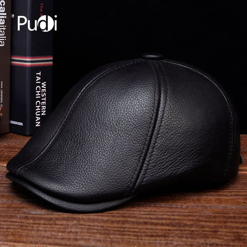 Pudi новый мужской женский берет из натуральной кожи унисекс кепки-ведра береты HL110