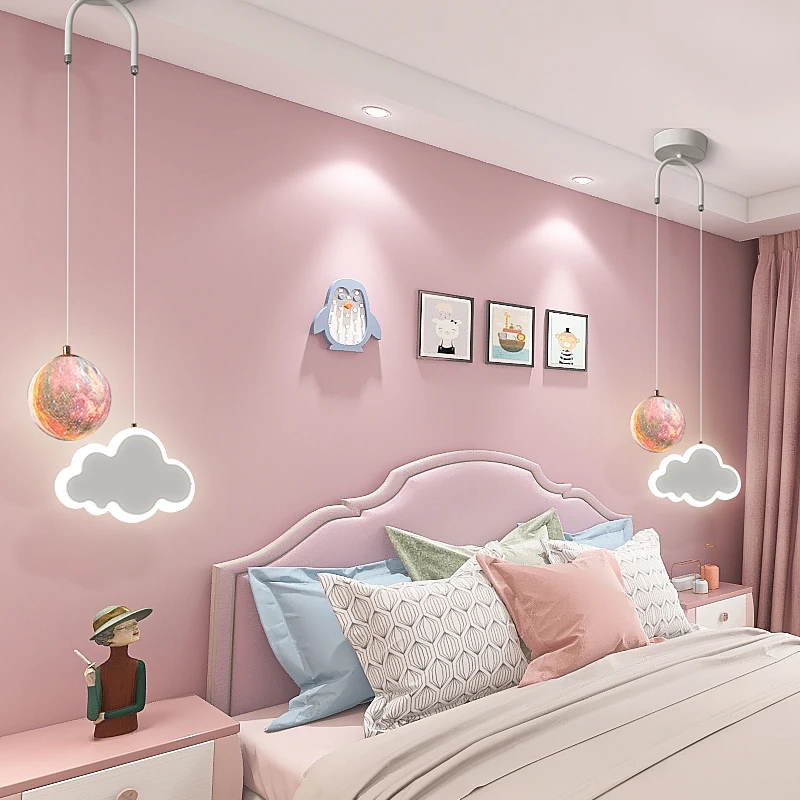 

Children Room Ceiling Suspension Lamp Cloud Planet Modern Light Luxury Baby Room Lighting Fixtures Remote Control Pendant Lights