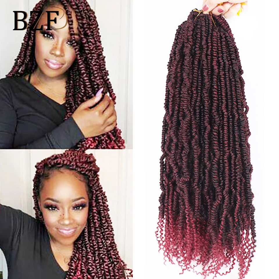 

Tbug Passion Twist Hair Curly Ends 1B Ombre Brown 18 Inch Synthetic Crochet Hair Braids For Black Women Braiding Hair Extensions