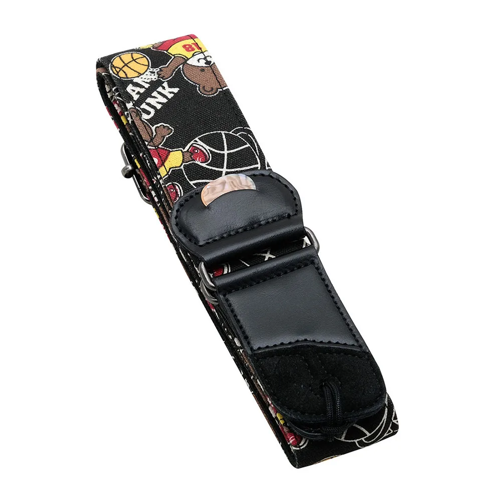 

Регулируемый гитарный ремешок для акустической электрогитары, бас, красочный дизайн с узором, удобные и прочные кожаные концы
