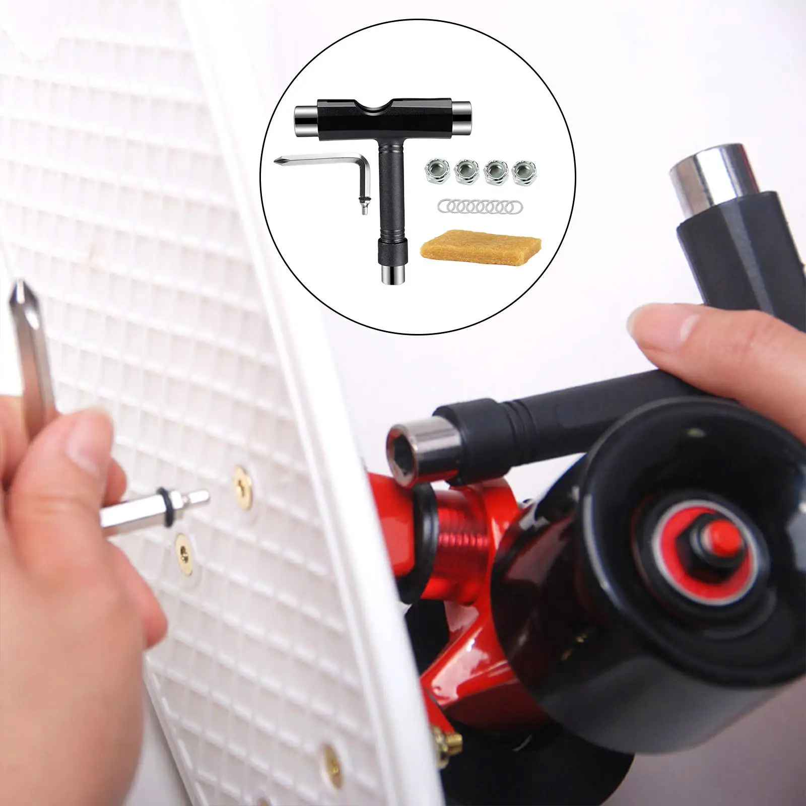 

Skateboard Tool ,with T-Type Spanner ,L-Type Wrench ,Skate Tools Kit for Long Board Repair Install Parts