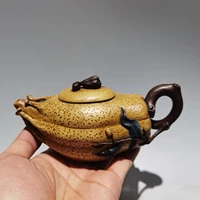 6 chinese yixing zisha pottery pumpkin shape melon vine teapot purple clay pot kettle part mud ornaments gather fortune