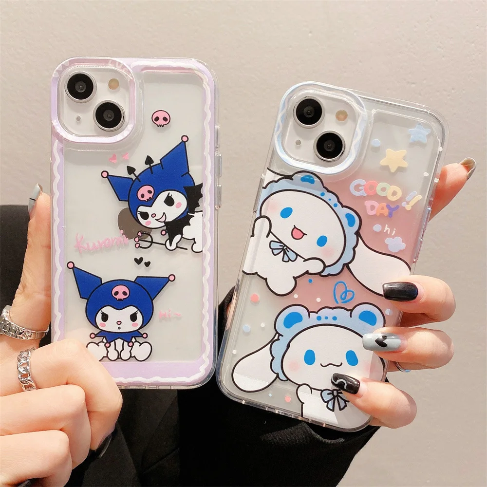 

Sanrio Kuromi Mobile Phone Case Kawaii Anime Cute Cinnamoroll iPhone14 13 12 11 X Plus Pro Max Protective shell Girls Gifts Toys