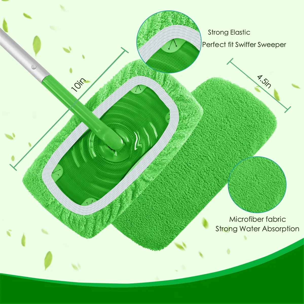 4PCS Mop Pads Refill for Sweeper Mop-Dry Sweeping Cloths&ampWet Mopping Cloths Washable Household Cleaning