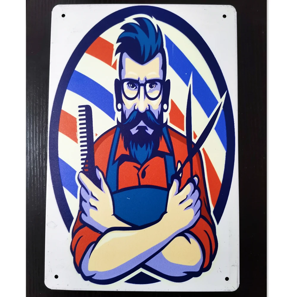 

Barber Tattoo Metal Painting Wall Stickers Haircuts & Shaving Tin Sign Poster Wall Art Vintage Nostalgic Barber Shop Home Decor