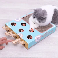 puzzle cat toy fight mice cat toy with scratcher round corrugated paper turntable grinder round multi holes grind claw training