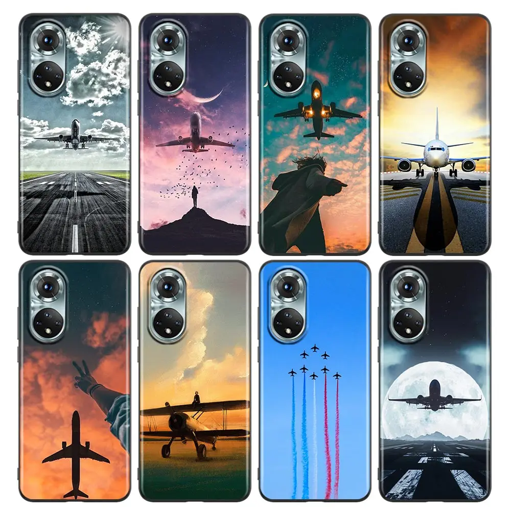 

Phone Case for Honor 8X 9S 9A 9C 9X Lite Play 9A 50 10 20 30 Pro 30i 20S(6.15) Silicone Cover Aircraft Plane Airplane Travel