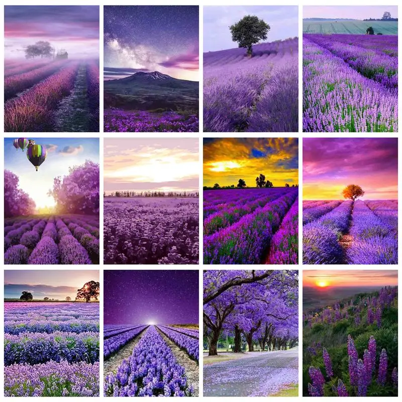 

CHENISTORY Oil Painting By Numbers Lavendar Flowers Field Unique Gift Wall Decors Picture Coloring Acrylic Paints Kit On Canvas