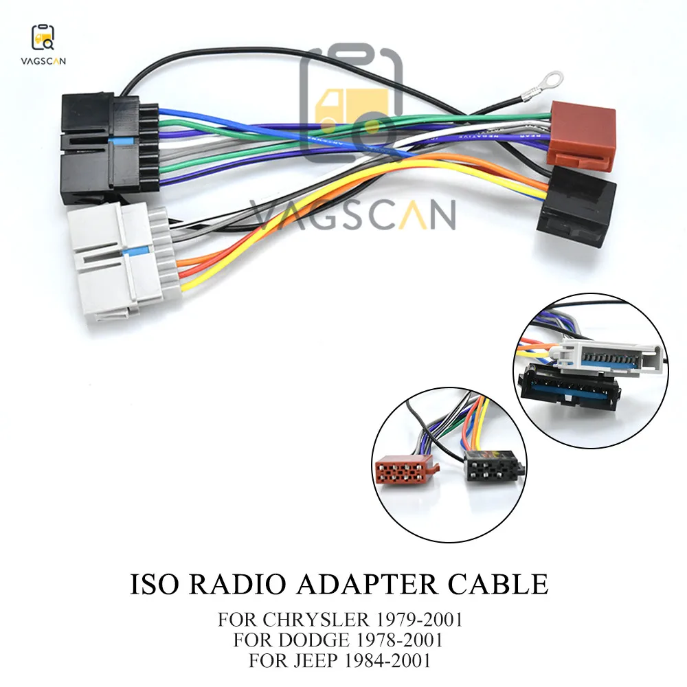 

12-008 ISO радиоадаптер для CHRYSLER, DODGE, JEEP (выбранные модели), жгут проводов, соединитель, штекер кабеля