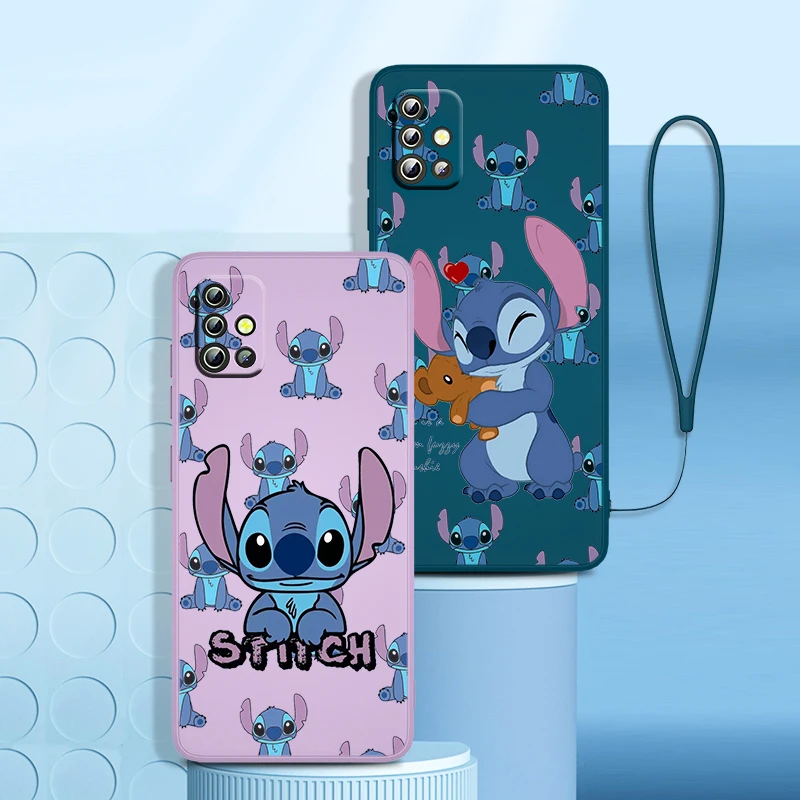 

Stitch Disney Cute Cartoon Phone Case For Samsung A73 A71 A53 A51 A23 A21S A52 A32 A22 A13 A12 A50 A30 A20 A03S Liquid Rope