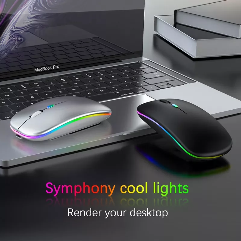 

Mouse For Laptop PC Bluetooth Rechargeable Mouse Wireless Computer Silent Mause LED Backlit Ergonomic Gaming Mouse