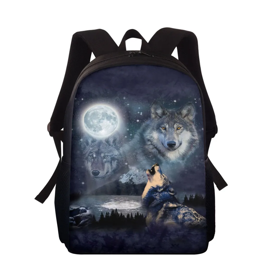

15" Cute Wolf Print School Bags for Boys Girls Back Pack School Backpack Kids Book Bag Kindergarten Schoolbags Mochila Infantil