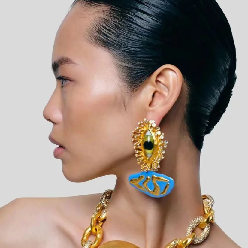 Висячие серьги для глаз из смолы женщин винтажные аксессуары в стиле барокко