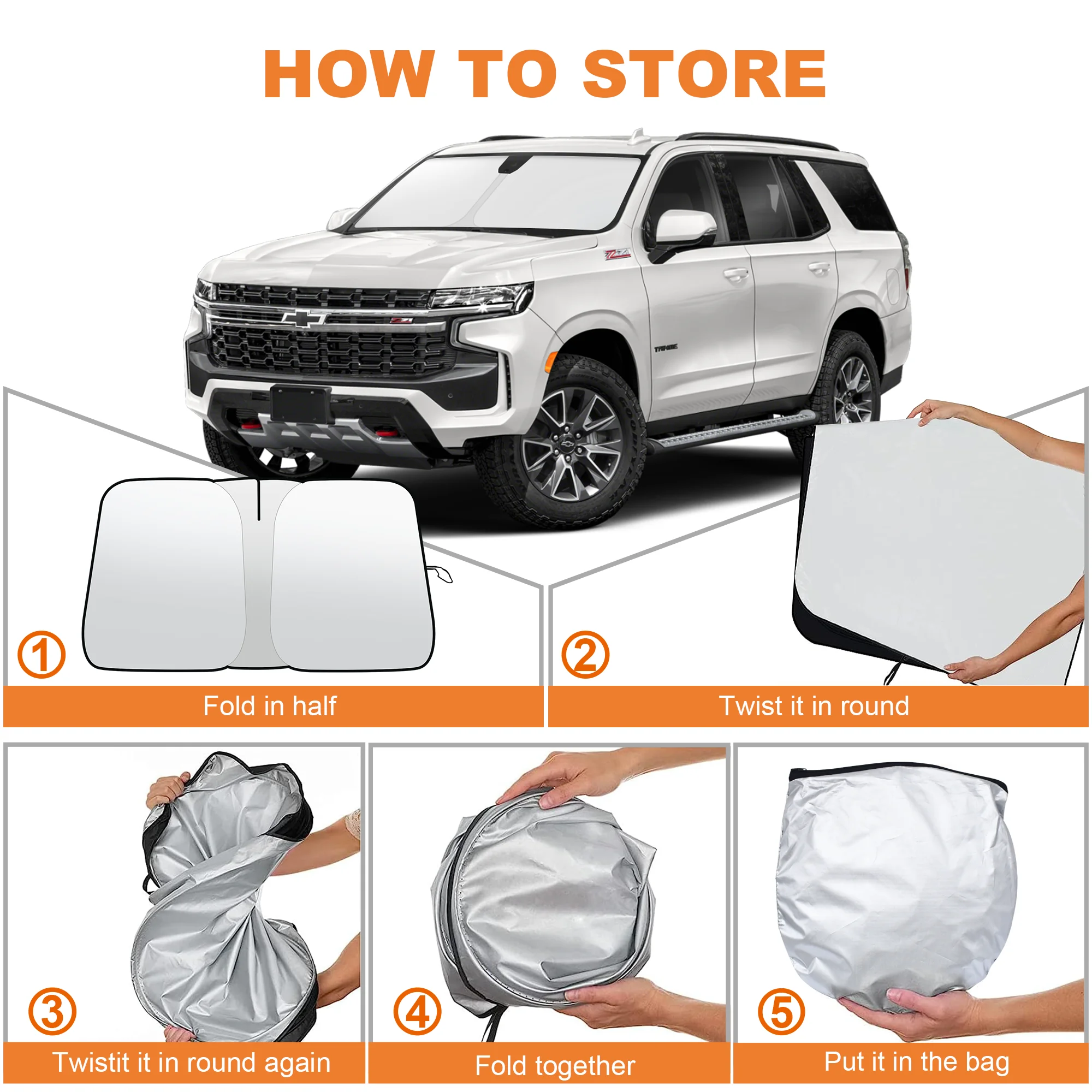 Солнцезащитный экран на лобовое стекло для Chevrolet Tahoe 2021-2024, складной защитный экран для переднего окна, аксессуары для Chevrolet Tahoe (art.: 3920da6ddac6e) - 3920da6ddac6e