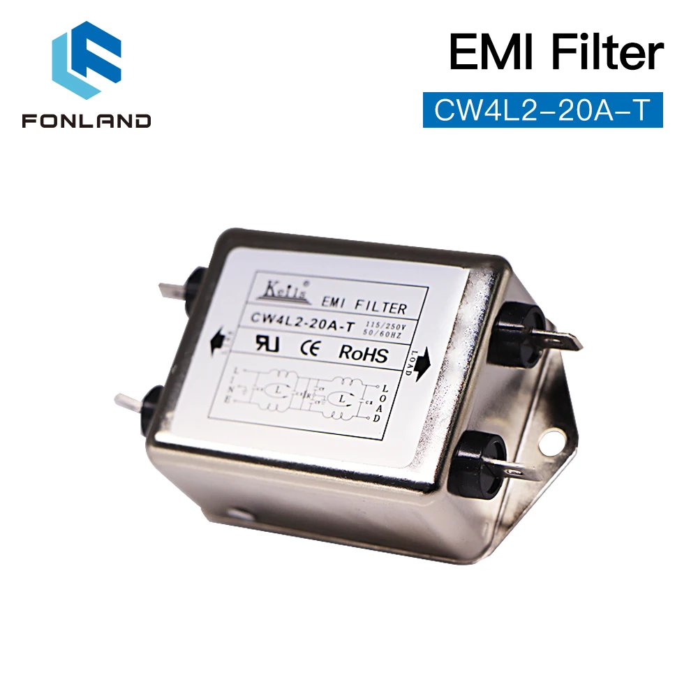 FONLAND Power EMI Filter CW4L2-10A-T / CW4L2-20A-T Single Phase AC 115V / 250V 20A 50/60HZ for Co2 Laser Engraving Machine enlarge