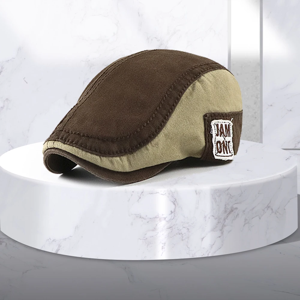 

Men's Brand Cap Beret Women's Pure Cotton Splicing News Boy's Cap Retro Taxi Flat Top Hat Herringbone Sun Visor Hat Winter2022