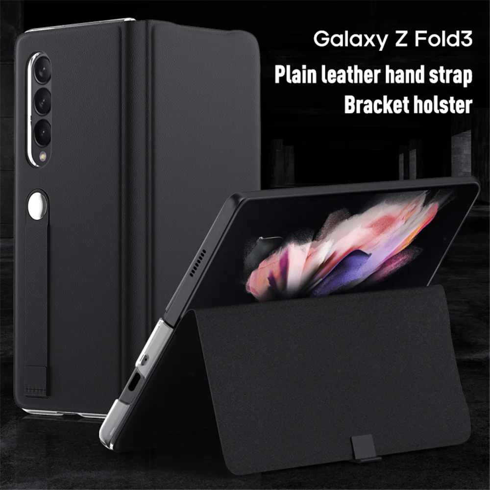 

Роскошный кожаный чехол-книжка с подставкой и ремешком на запястье для Samsung Galaxy z Fold 3 5g ультратонкий защитный чехол с полным покрытием на 360 °...