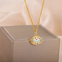 gothic evil eye necklace for women colored zircon eye necklace stainless steel chains accessories femme jewelry colgantes