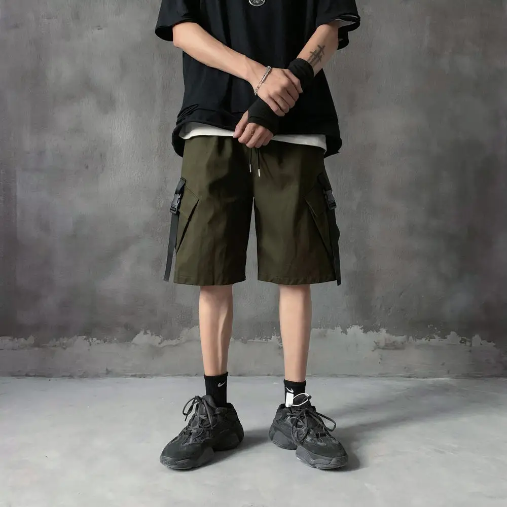 

Fashion Hip Hop Mens Shorts Summer Cargo Shorts Fashion Knee Length Drawstring Men Shorts Cotton Khaki Work Bermudas Masculina