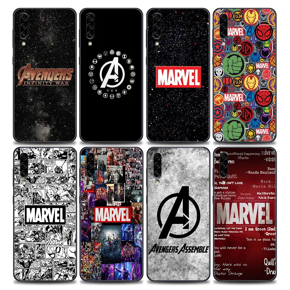 

Phone Case for Samsung A10 A20 A30 A30s A40 A50 A60 A70 A80 A90 5G A7 A8 2018 Soft Case Cover Marvel Avengers Logo