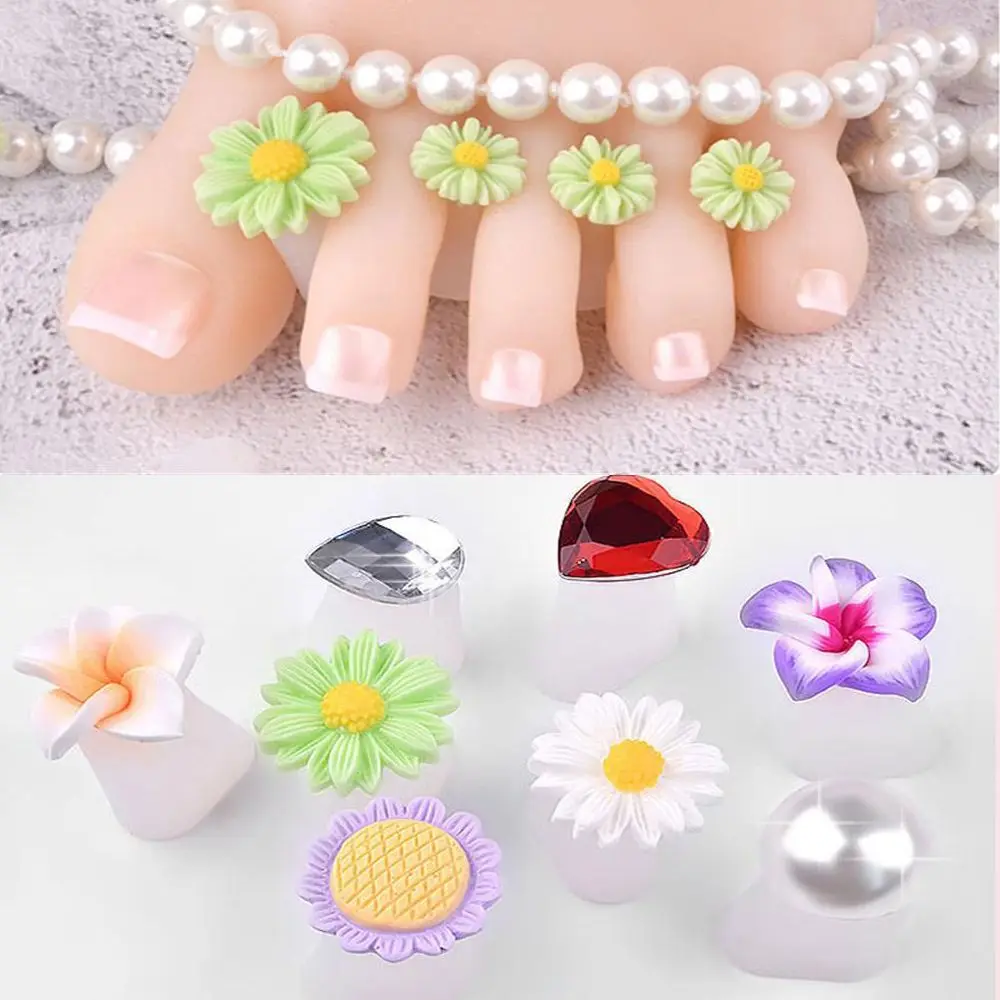 

8pcs/pack Accessory Silicone Silicone Care Toe Pedicure Crystal Foot Pearl Separator Flower Tool Waterdrop Diamond Comfortable