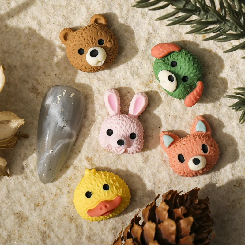 

Manicure doll bear baby rabbit cute dog cartoon little yellow duck stereo painted multicolor nail decoration stickers