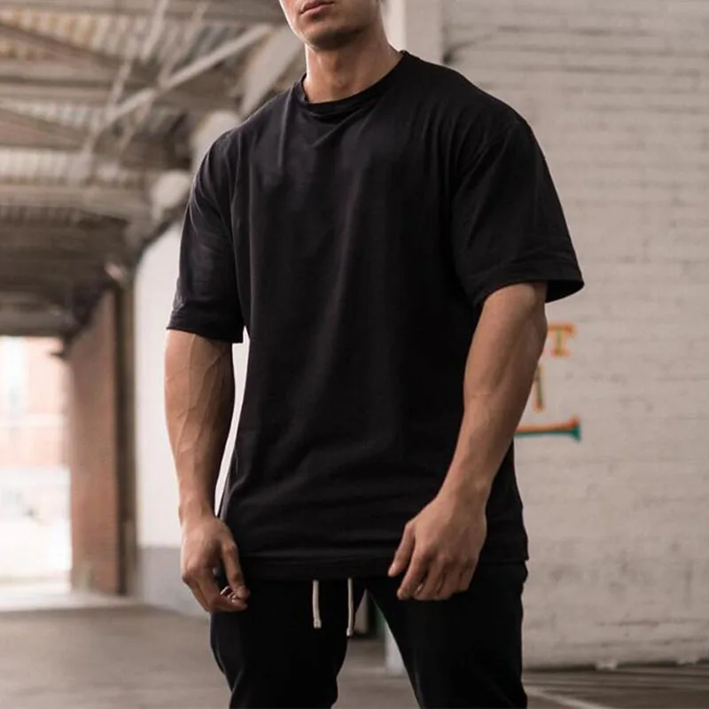 

2022 Summer Black Solid T Shirt Men Causal O-neck Basic T-shirt Male Tops Oversized T Shirt Loose Tee Shirts O Neck Male T-shirt