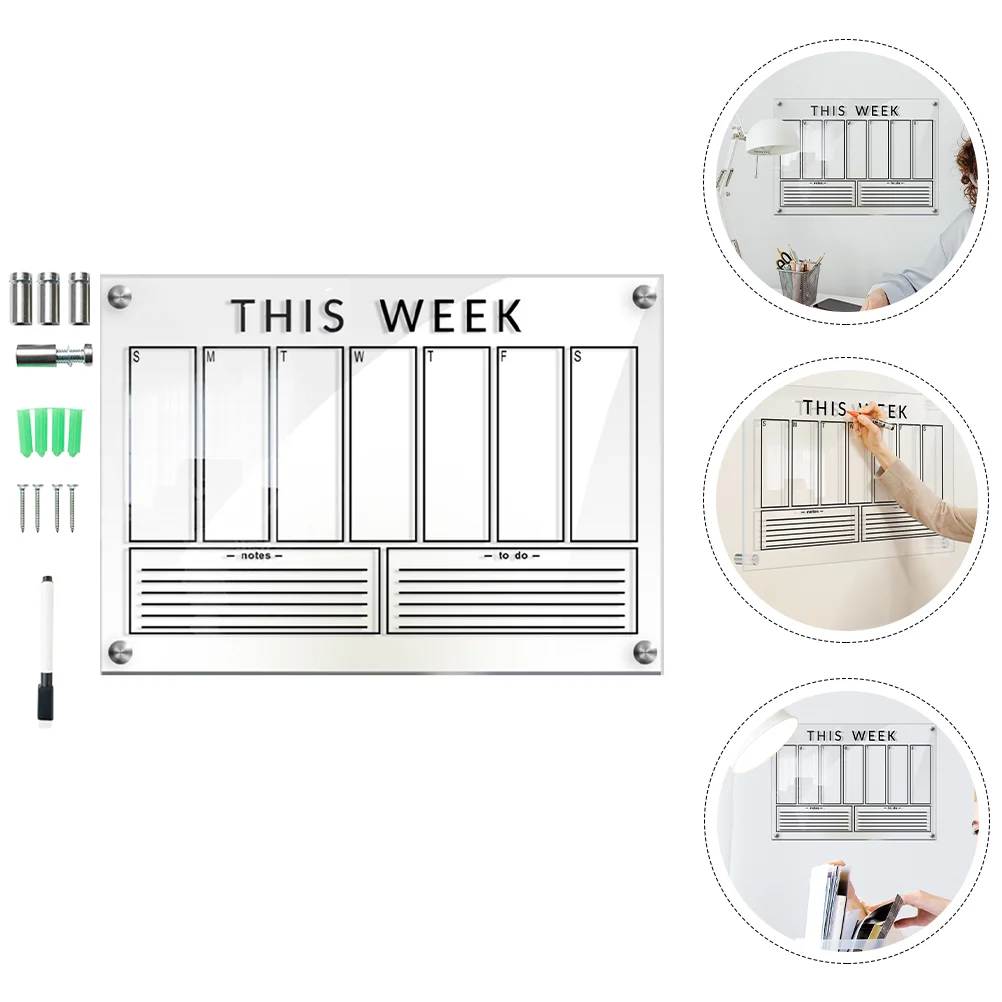 

Board Weekly Planner Wall Calendar Fridge Door Sign Boards Hanging Refrigerator Meal Schedule Erase Dry List Reusable Grocery