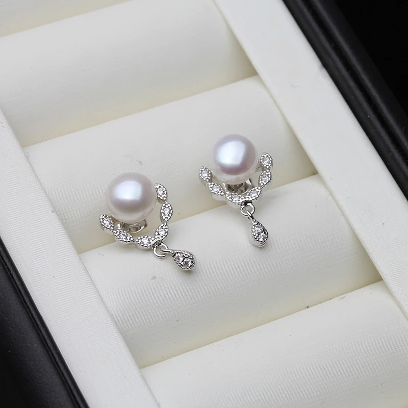 

Real Natural Freshwater Small Cute Pearl Earrings For Women 925 Silver Earring Girls Birthday Gift White Black