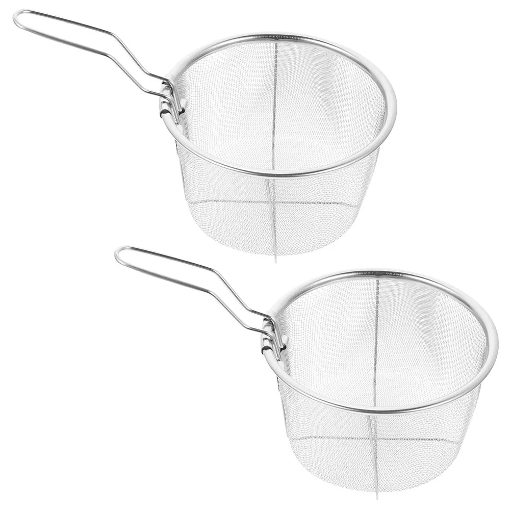 

2 Pcs Wire Fry Basket Stainless Steel Containers Deep Potato Frying Serving Baskets Mesh Net French Holder