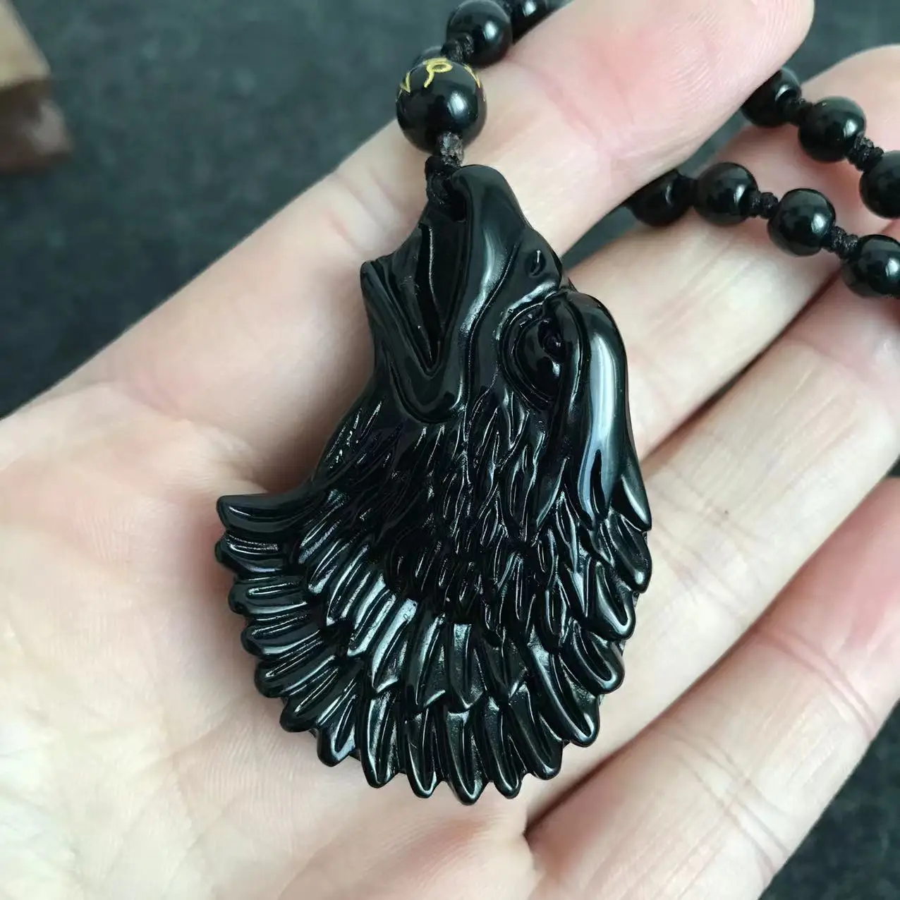 

Black Obsidian Necklace Pendant Handcrafted Eagle Amulet Healing Jewletry for Men Talisman Mens Jewelry Womens Jewelry