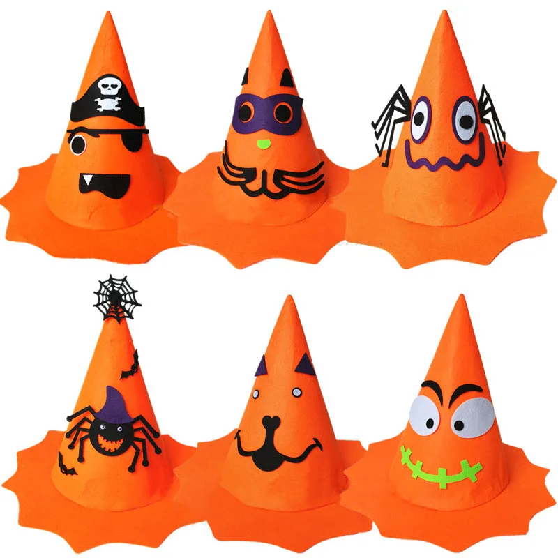 

Halloween Nonwoven Pumpkin Hat Ghost Festival Makeup Ball Performance Atmosphere Dressing up Props Witch Hat Happy Halloween Day